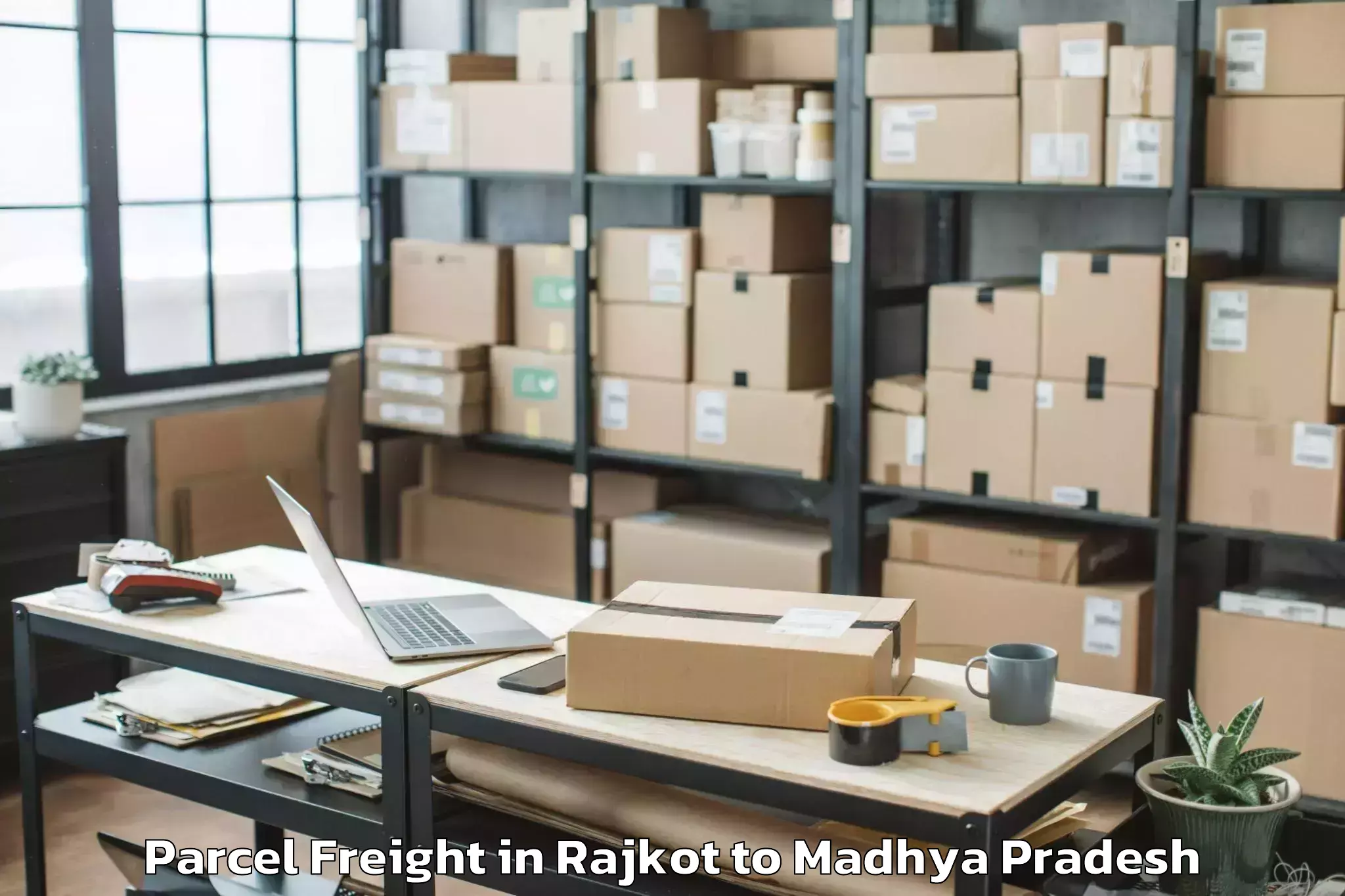 Hassle-Free Rajkot to Malwanchal University Indore Parcel Freight